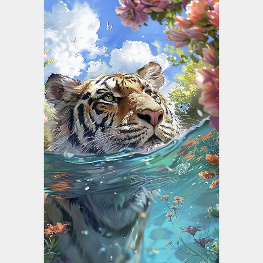 Tigre con agua 40 x 60