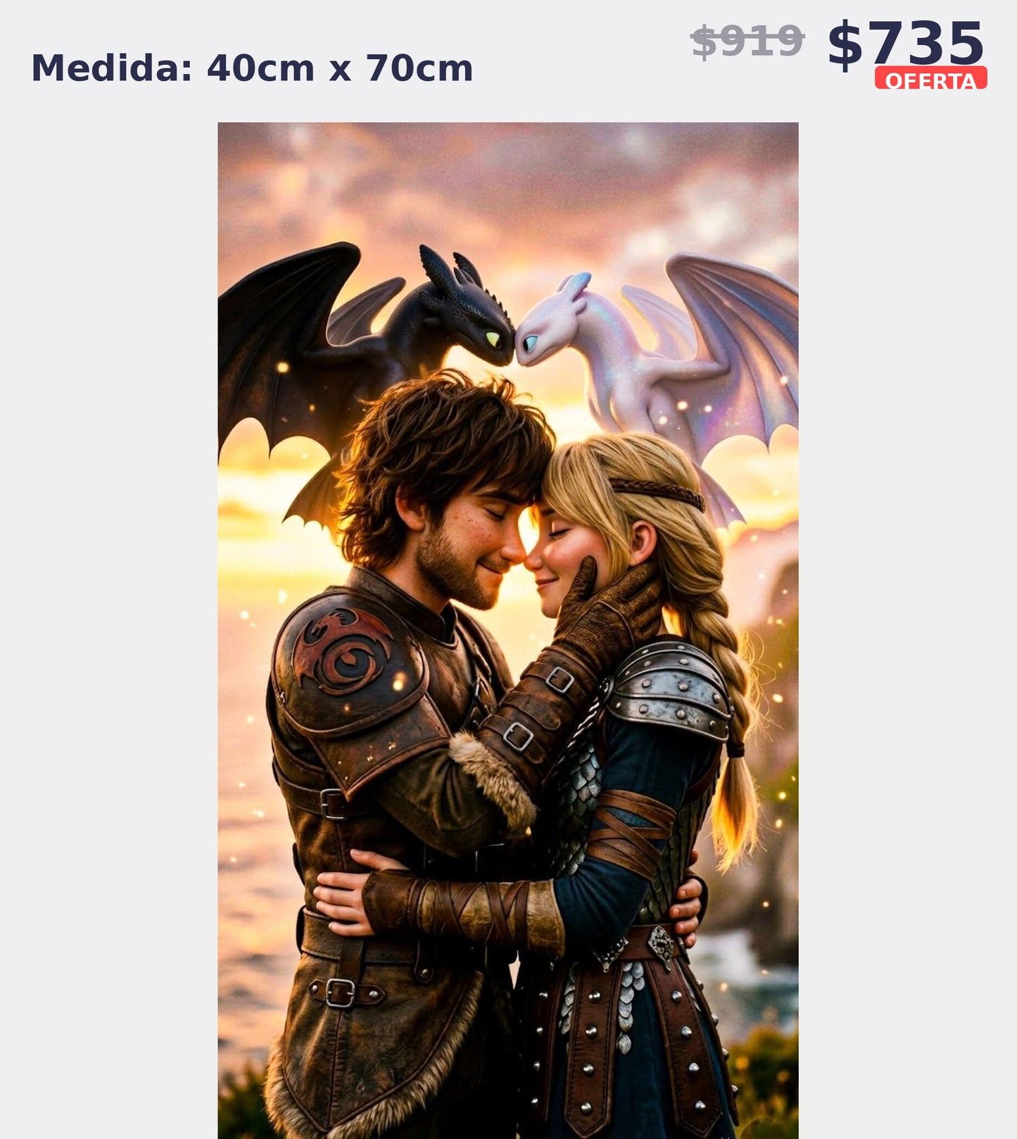 pareja vikinga dragones 40 x 70 | Aparta con $100 / Resta $635