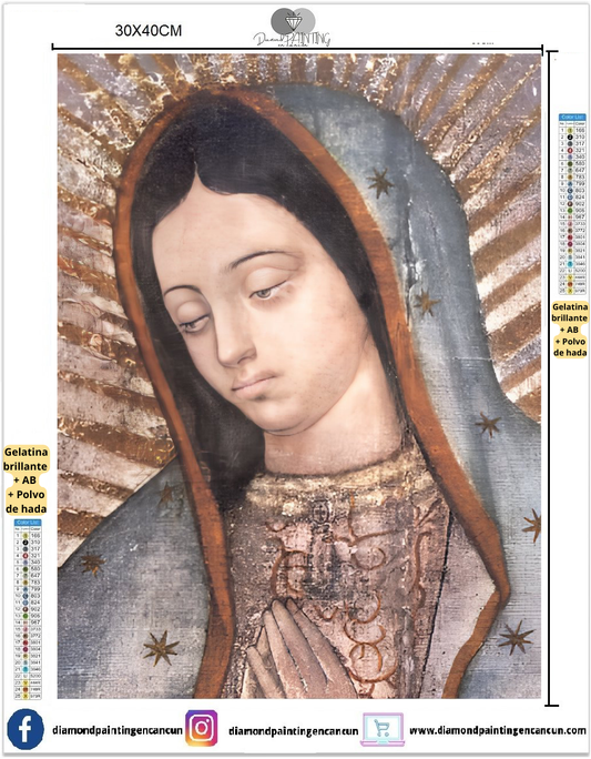 Virgen 30 x 40cm contiene DIAMANTES GELATINA, AB Y POLVO DE HADA