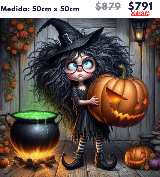 bruja con calabazas 50 x 50 | Aparta con $100 / Resta $691