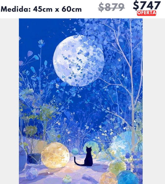 Gatito y luna 45 x 60 | Aparta con $100 / Resta $647