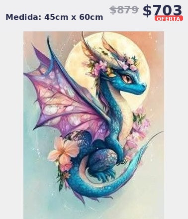dragon azul flores 45 x 60 | Aparta con $100 / Resta $603