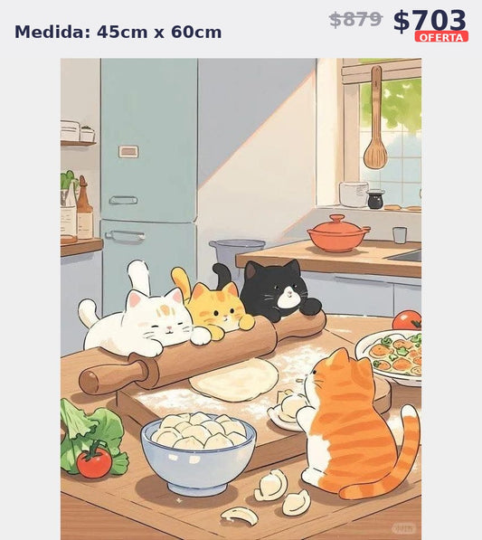 gatos en cocina 45 x 60 | Aparta con $100 / Resta $603