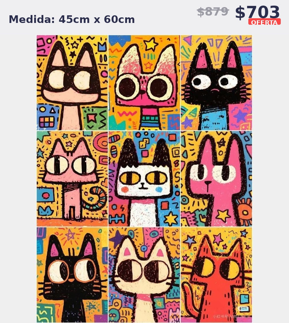 gatos pop art 45 x 60 | Aparta con $100 / Resta $603