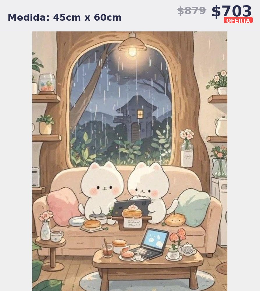 sala gatitos lluvia 45 x 60 | Aparta con $100 / Resta $603