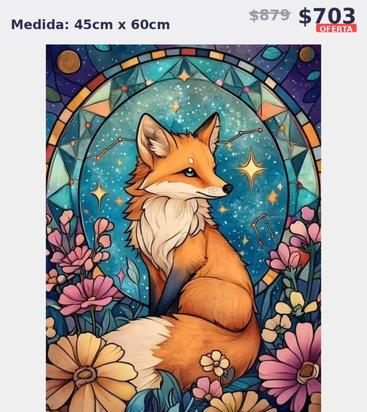 zorro vitral flores 45 x 60 | Aparta con $100 / Resta $603