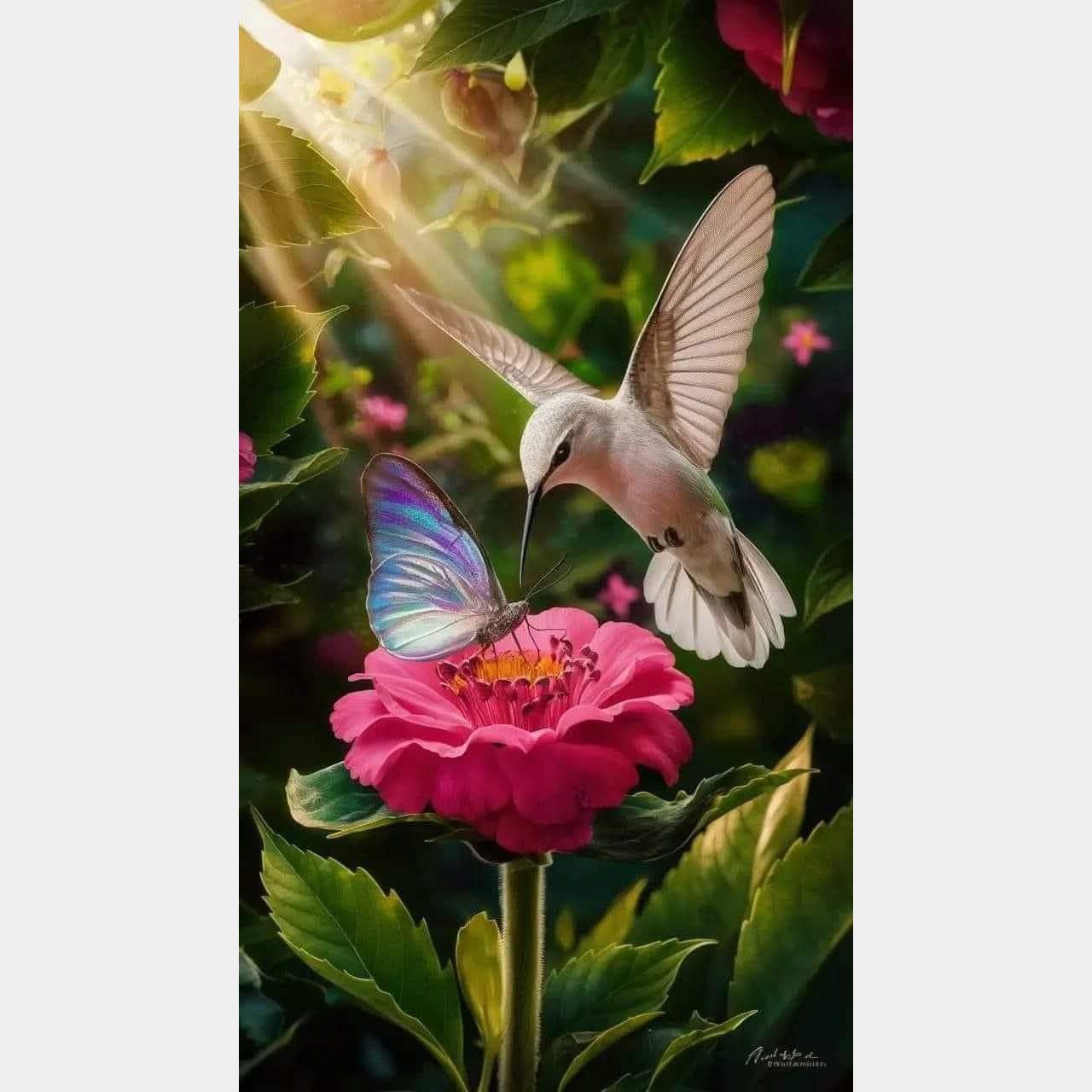 Colibrí y flor 45 x 80cm