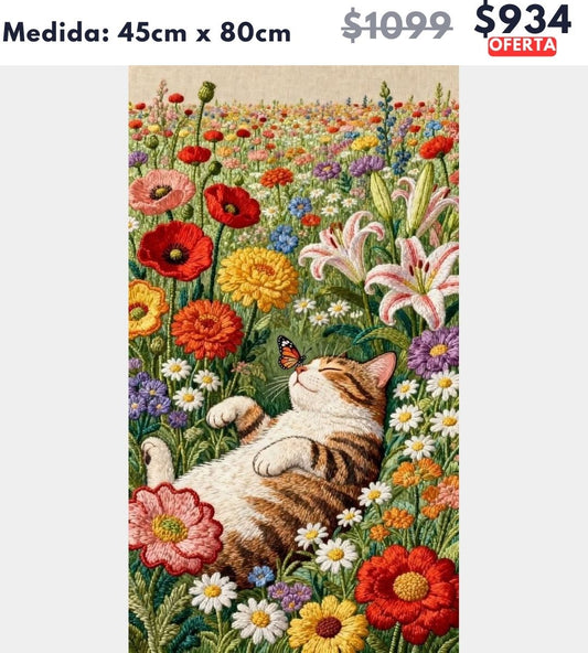 Gatito con flores 45 x 80 | Aparta con $100 / Resta $834