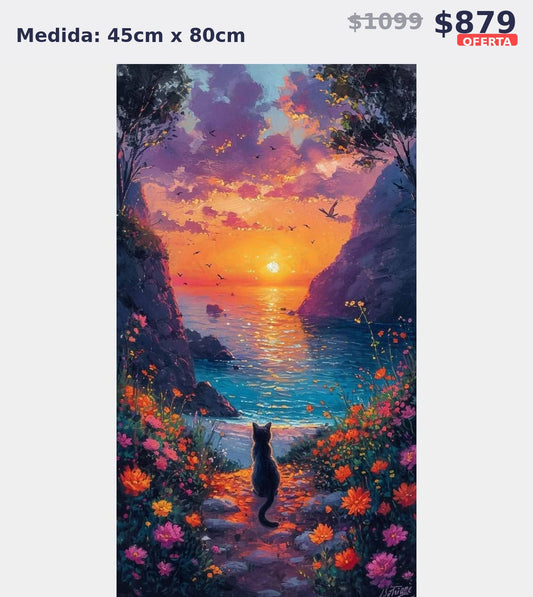 atardecer mar gato 45 x 80 | Aparta con $100 / Resta $779