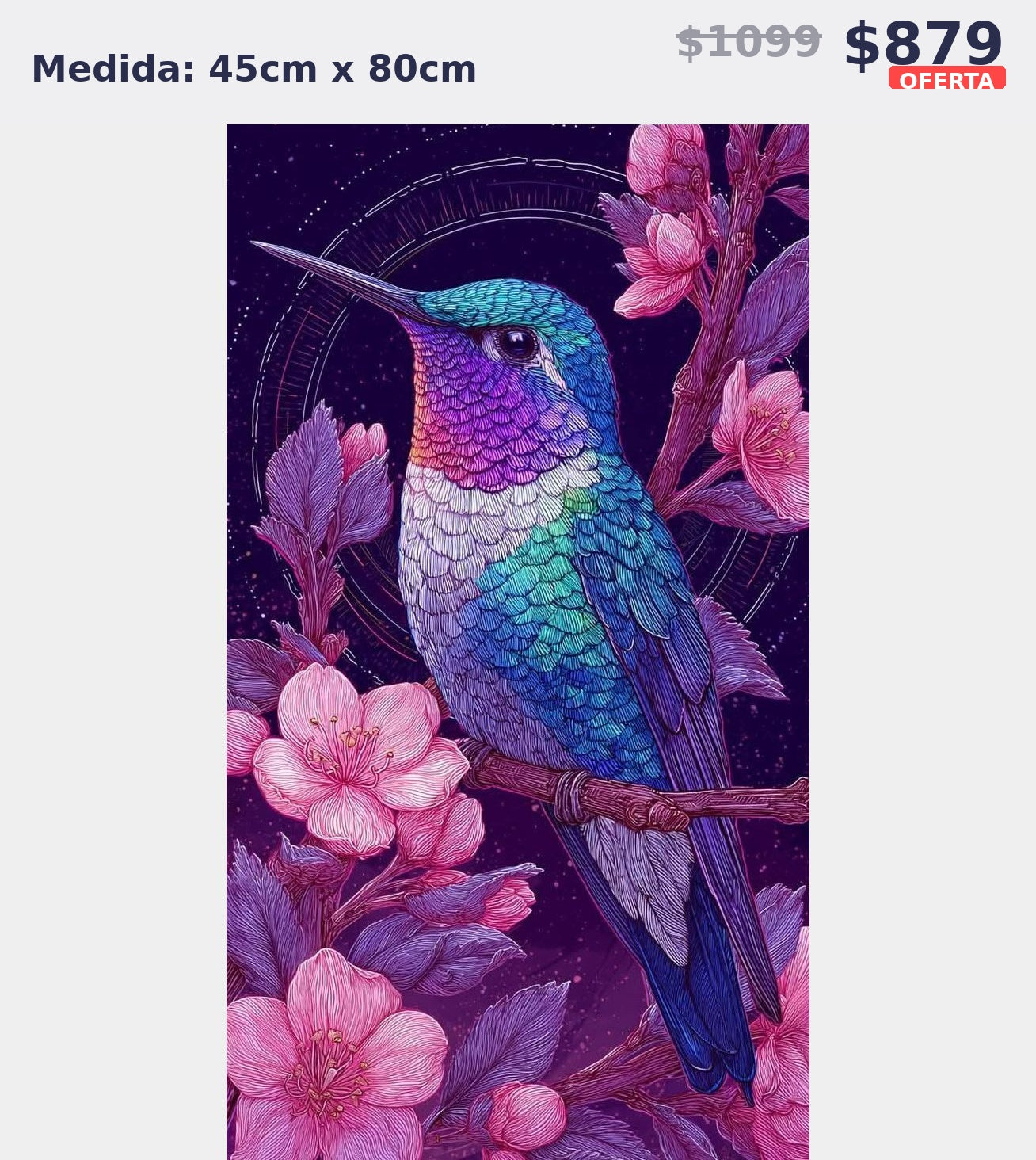 colibri flores rosas 45 x 80 | Aparta con $100 / Resta $779