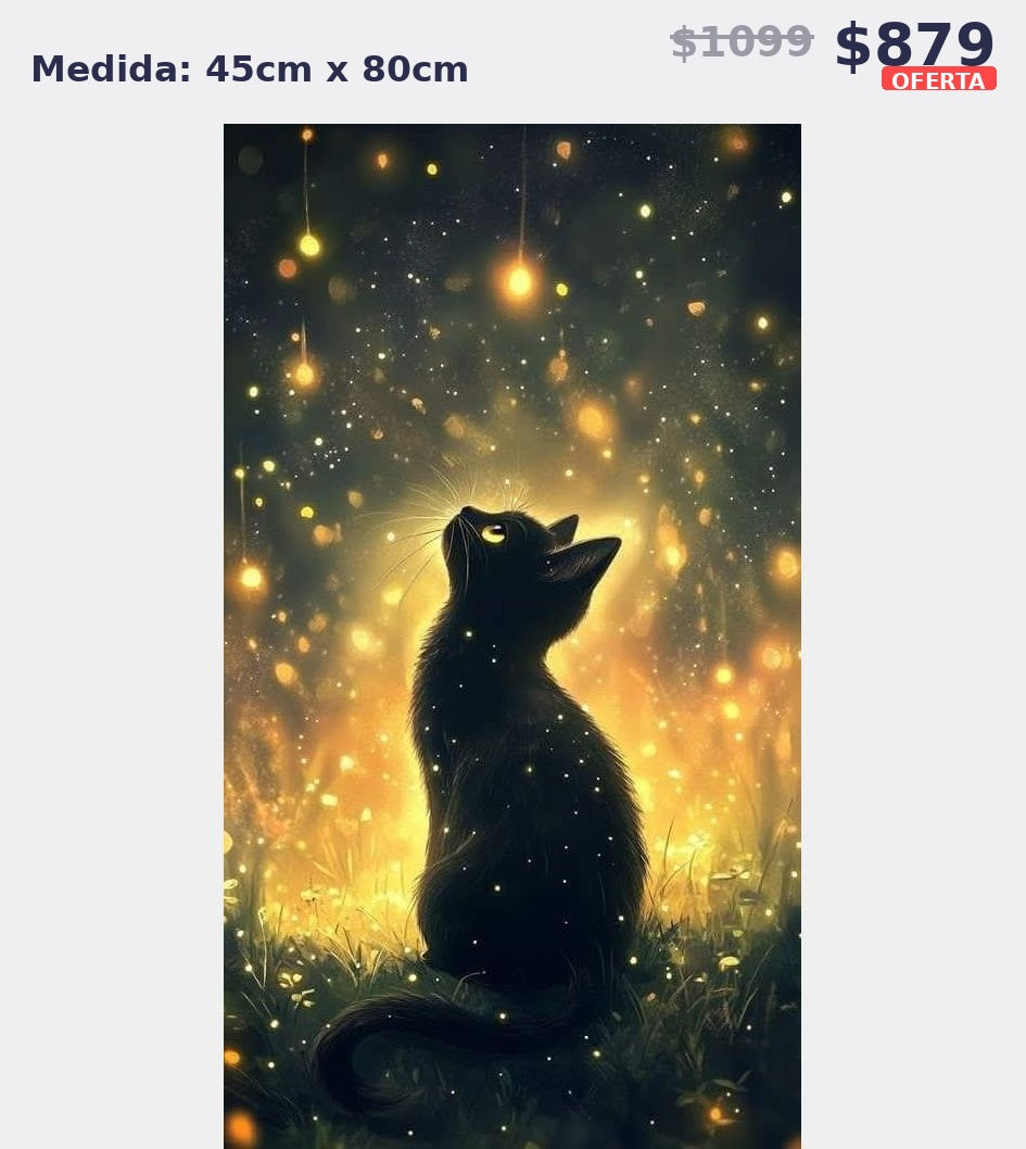gato negro luz dorada 45 x 80 | Aparta con $100 / Resta $779