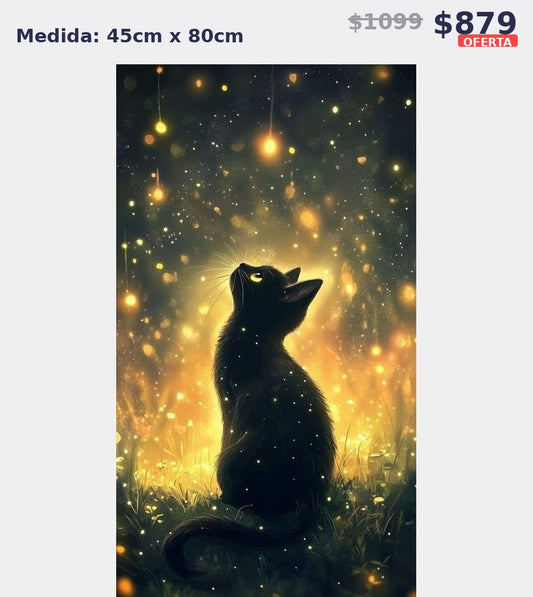 gato negro luz dorada 45 x 80 | Aparta con $100 / Resta $779