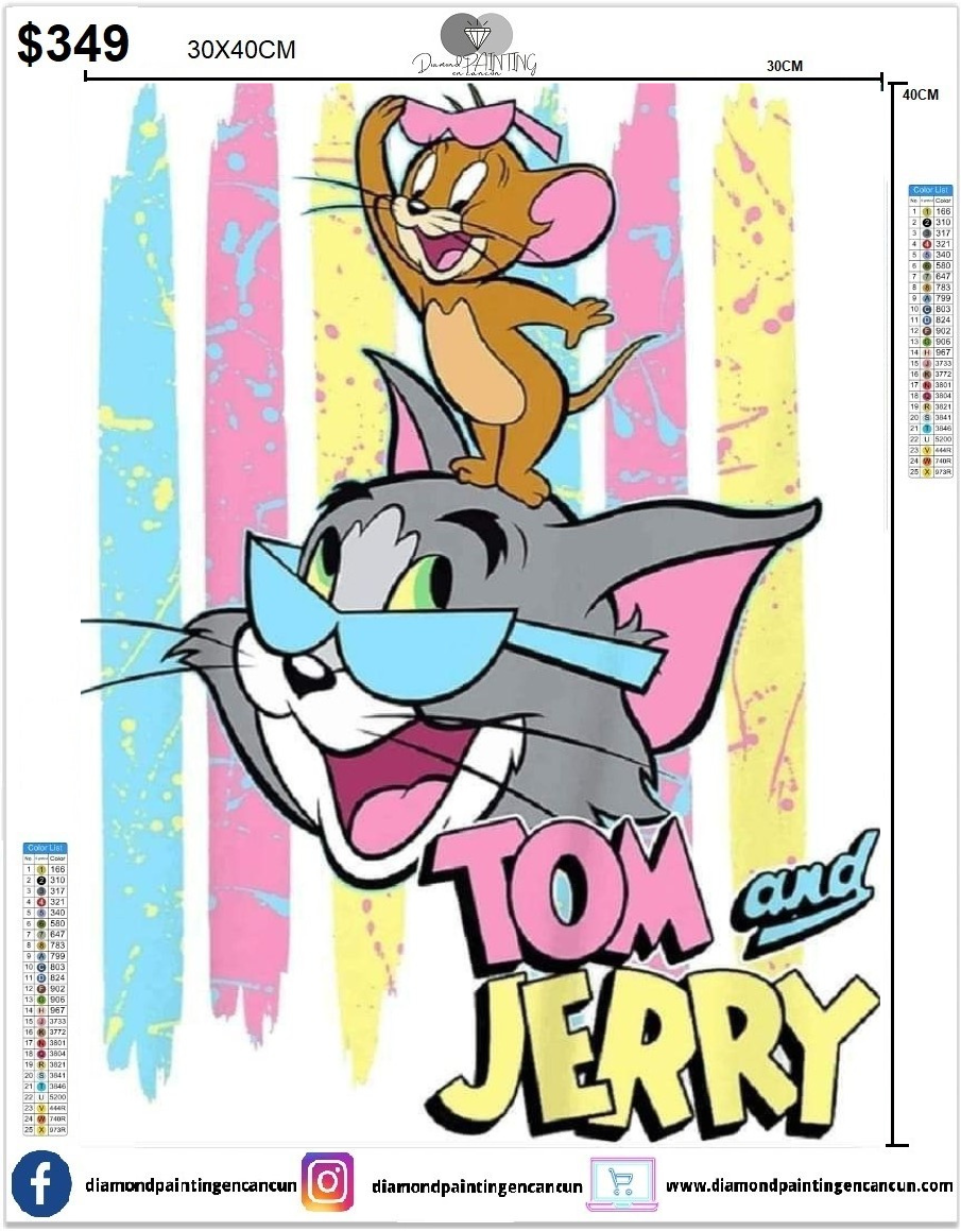 Tom and Jerry 30 x 40cm contiene Diamantes AB