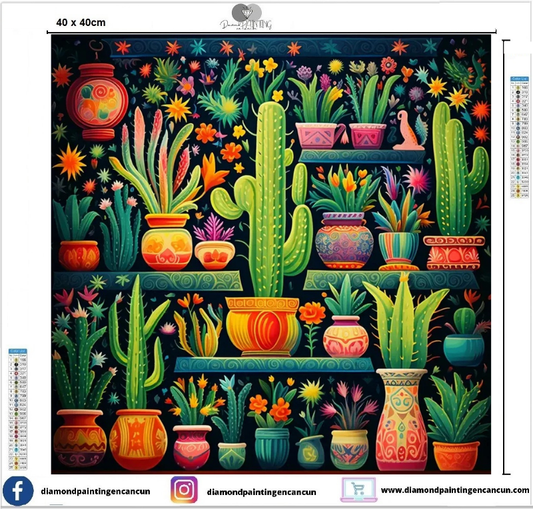 Cactus 40 x 40cm incluye DIAMANTES AB Y POLVO DE HADA