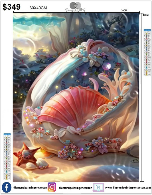 Concha de mar 30 x 40cm contiene Diamantes AB