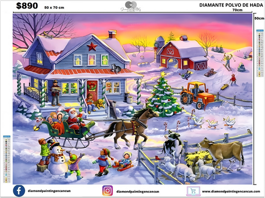 Paisaje Navideño 50 x 70cm incluye Diamante Polvo de Hada