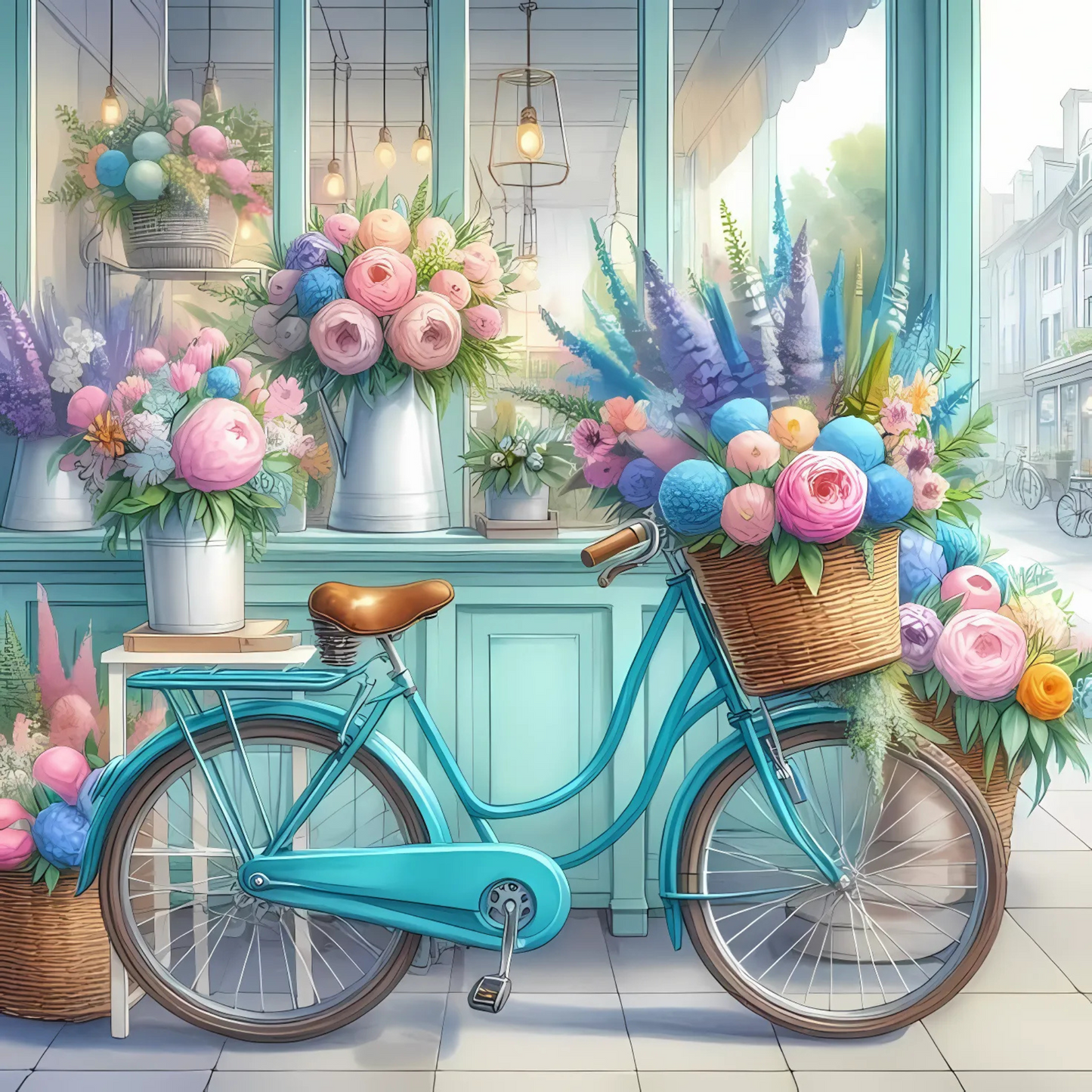 Bicicleta con flores | 50 x 50cm