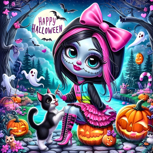 muneca halloween diamond painting 50x50