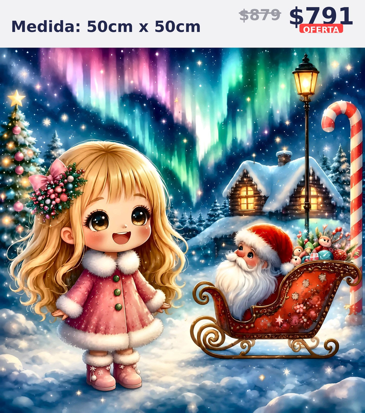 nina santa y trineo 50 x 50 | Aparta con $100 / Resta $603