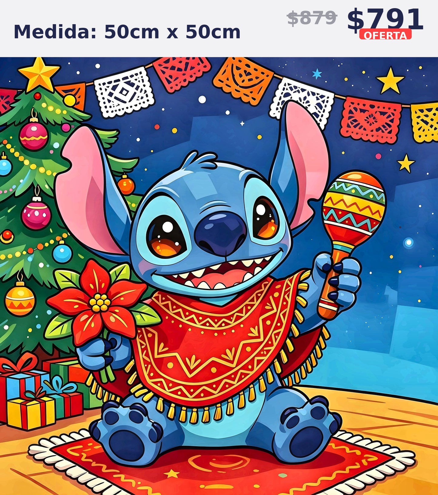 stitch mexicano navideno 50 x 50 | Aparta con $100 / Resta $603