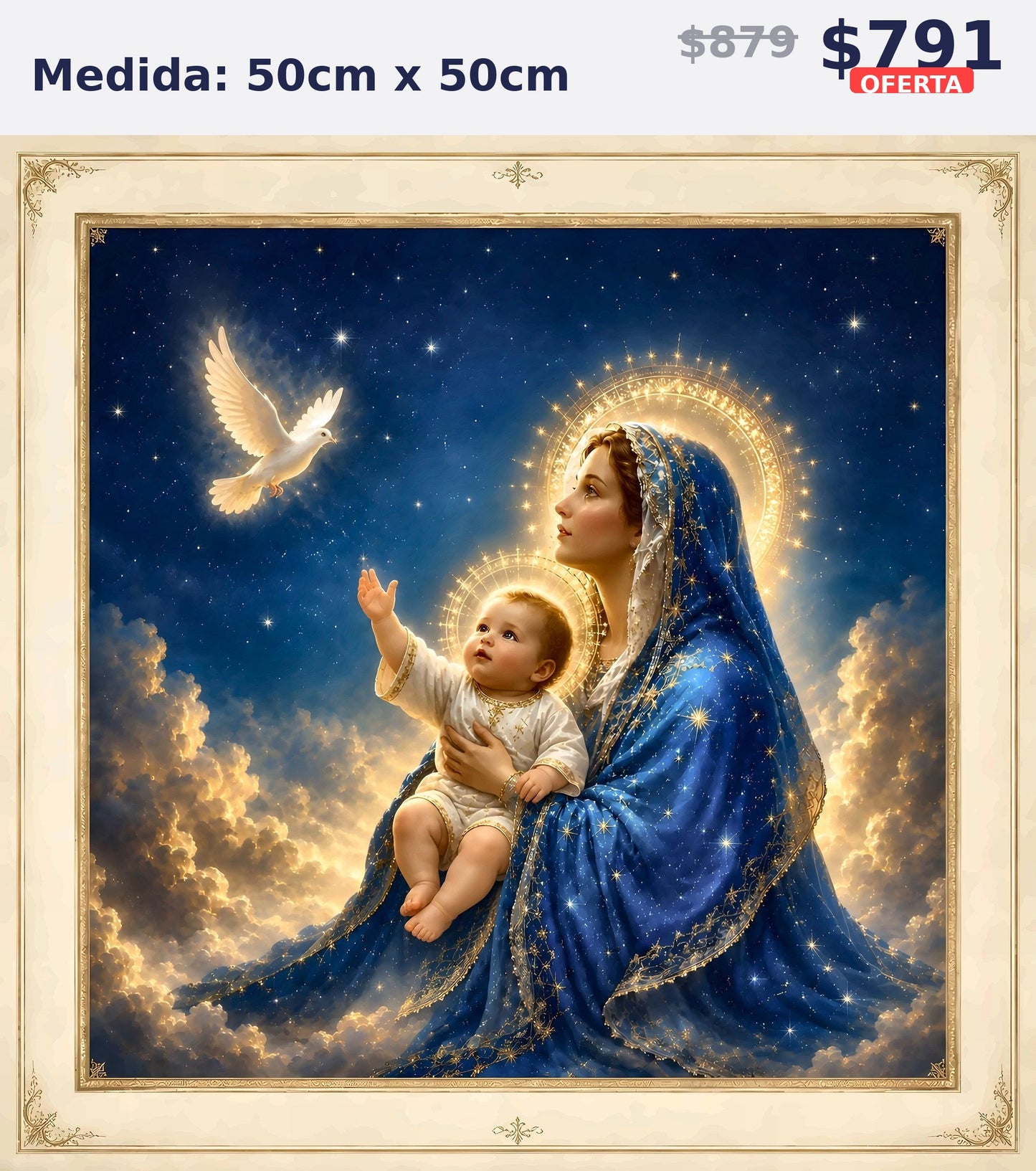 virgen con nino paloma 50 x 50 | Aparta con $100 / Resta $603