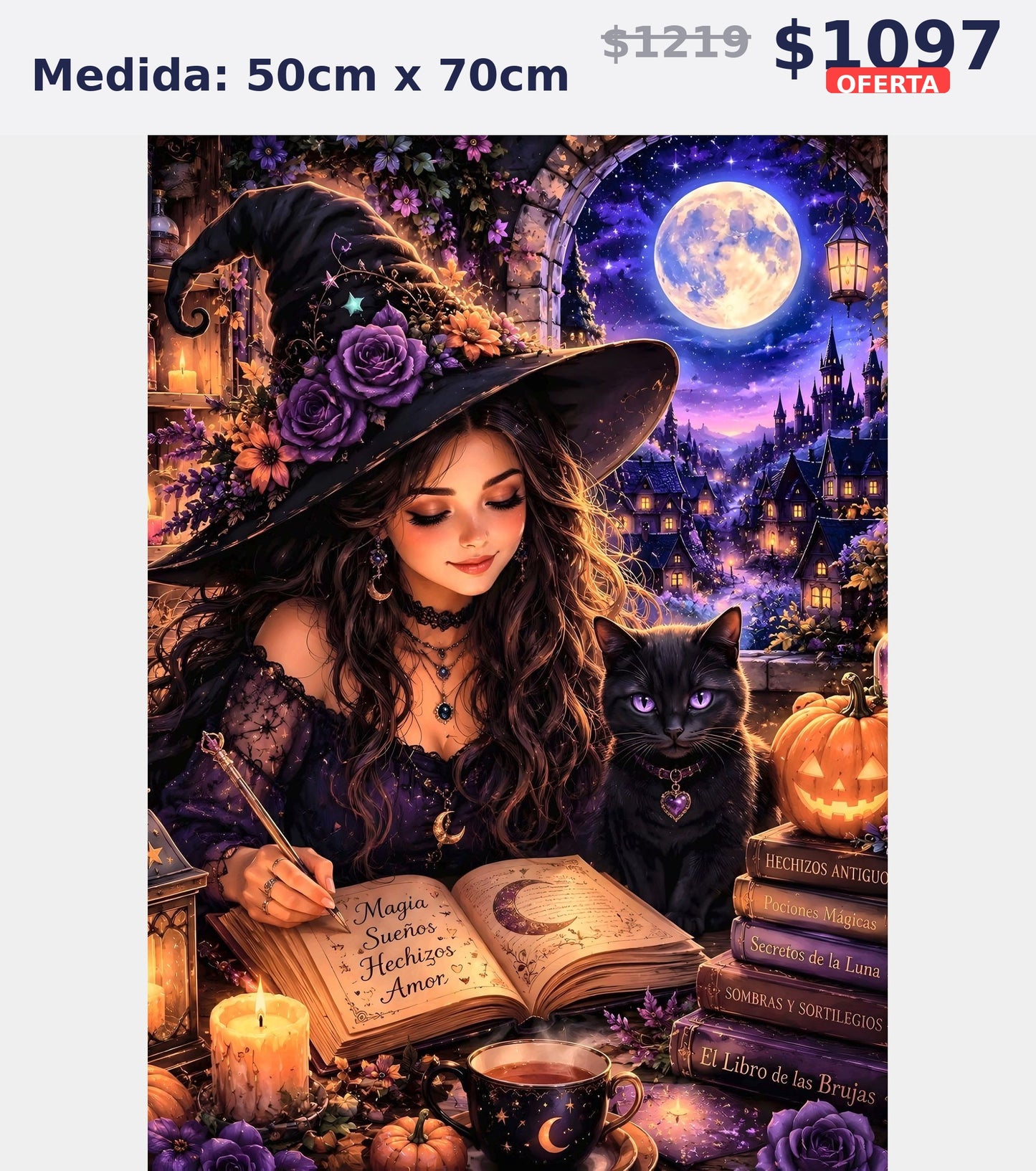 bruja con gato negro 50 x 70 | Aparta con $100 / Resta $875