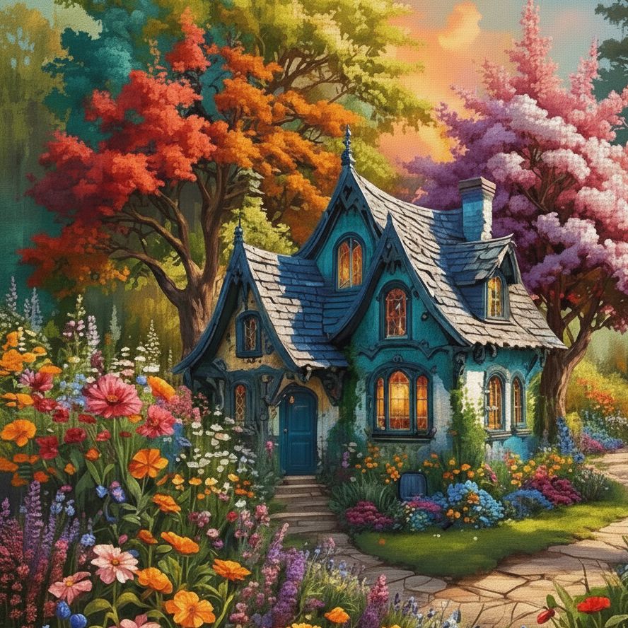 Cabaña en bosque 50 x 50cm