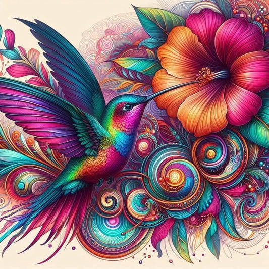 Colibrí y flor | 50 x 50 cm