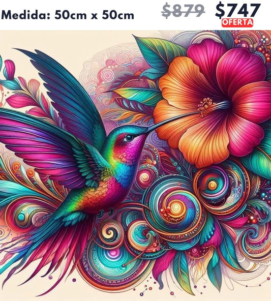 Colibri y flor 50 x 50 | Aparta con $100 / Resta $647