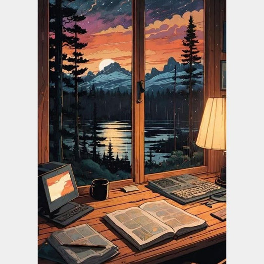 Paisaje y lectura | 50 x 70 cm