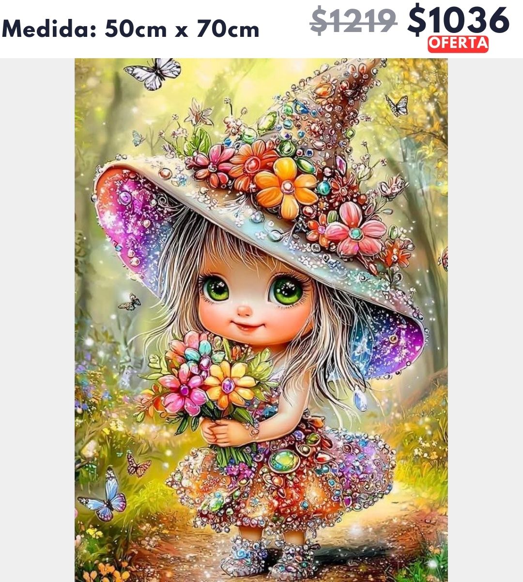 Niña hada flores 50 x 70 | Aparta con $100 / Resta $936