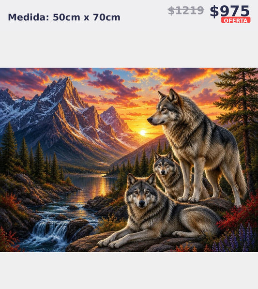 lobos montana atardecer 50 x 70 | Aparta con $100 / Resta $875