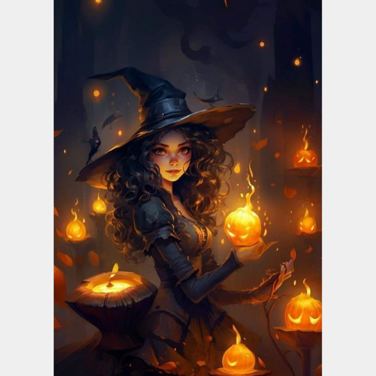 Bruja con fuego 50 x 70