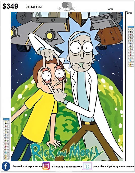 Rick & morty 30 x 40 incluye Diamantes AB