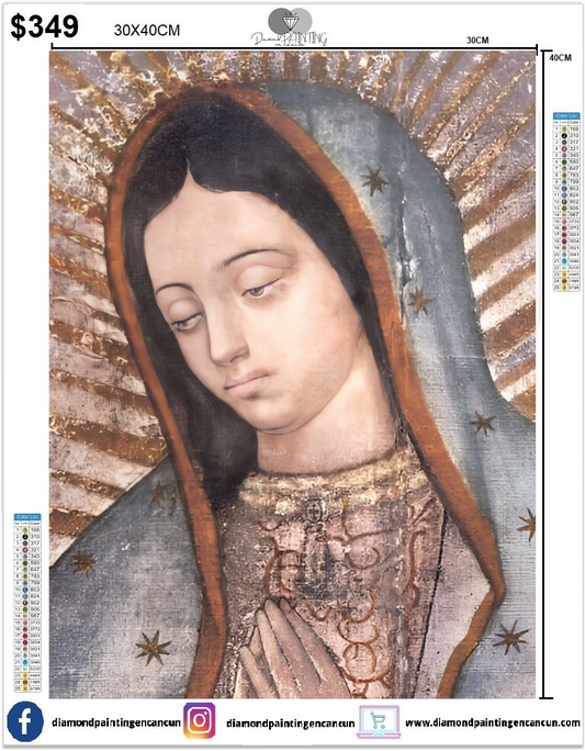 Virgen 30 x 40cm CONTIENE DIAMANTES AB Y POLVO DE HADA