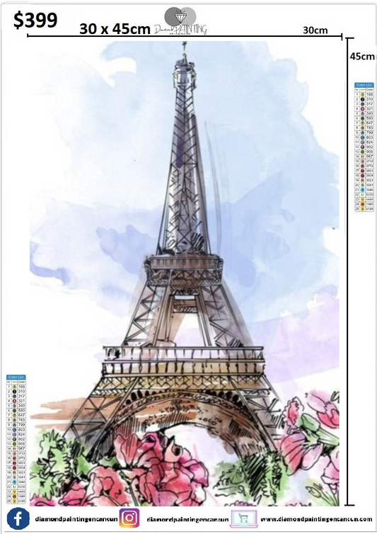 Torre Eiffel 30 x 45cm contiene Diamantes AB Y POLVO DE HADA