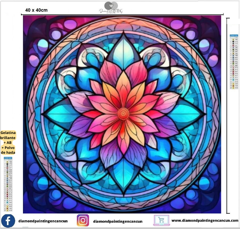 Flor 40 x 40 contiene DIAMANTES GELATINA BRILLANTE EN LA OSCURIDAD, AB Y POLVO DE HADA