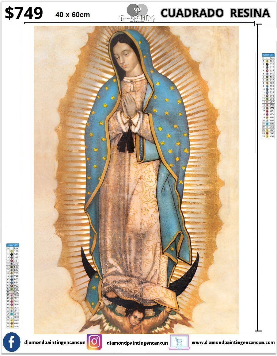 Virgen Maria 40 x 60 Contiene DIAMANTES DE RESINA: AB Y POLVO DE HADA