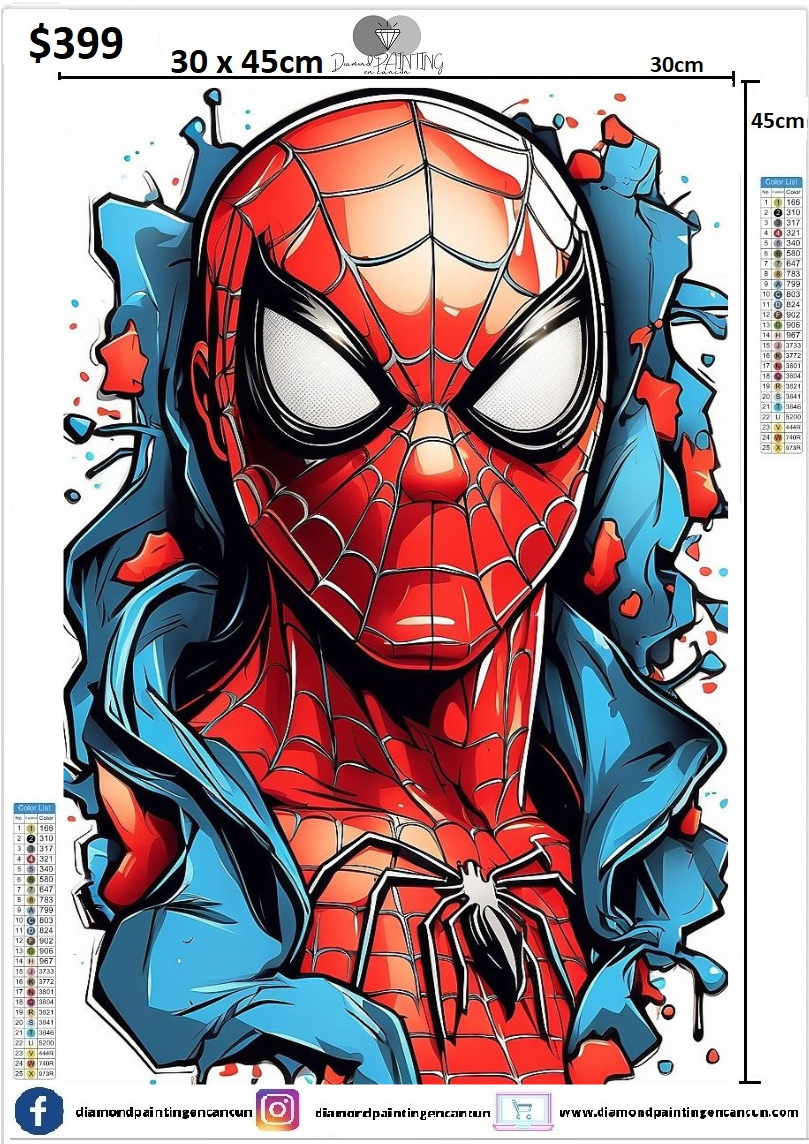 Spiderman 30 x 45 contiene DIAMANTES AB Y POLVO DE HADA