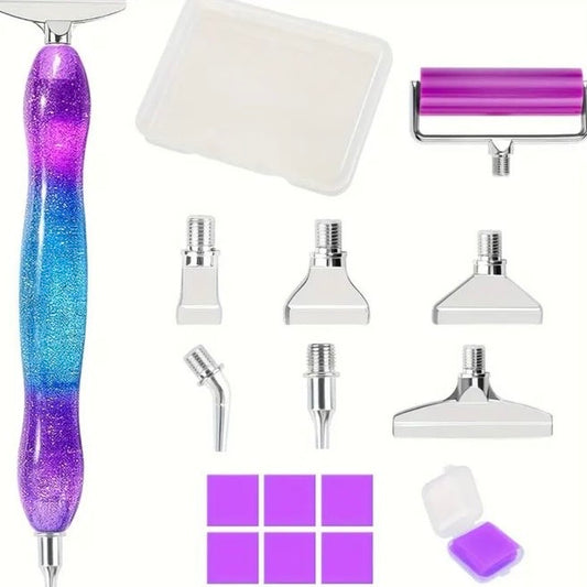 Pluma de Resina 6 multiplacer metal y Rodillo Morada con Azul