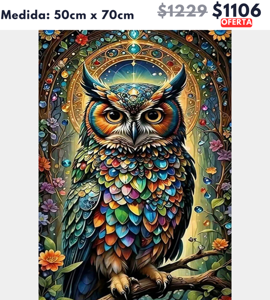 Búho | 50 x 70cm 🔒Aparta con $100 | Falta por pagar $1006