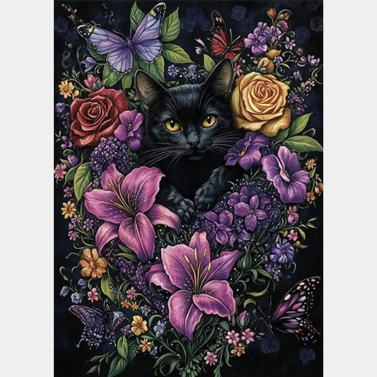 Gato con flores | 50 x 70cm