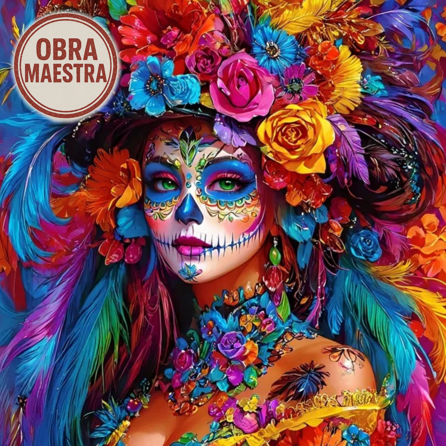 60 x 60  catrina colorida obra maestra