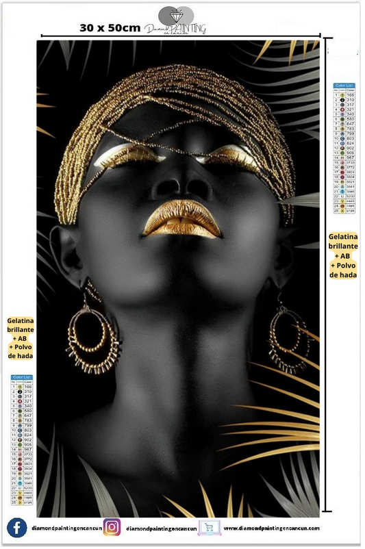 Africana 30 x 50cm contiene DIAMANTES GELATINA BRILLANTE EN LA OSCURIDAD, AB Y POLVO DE HADA