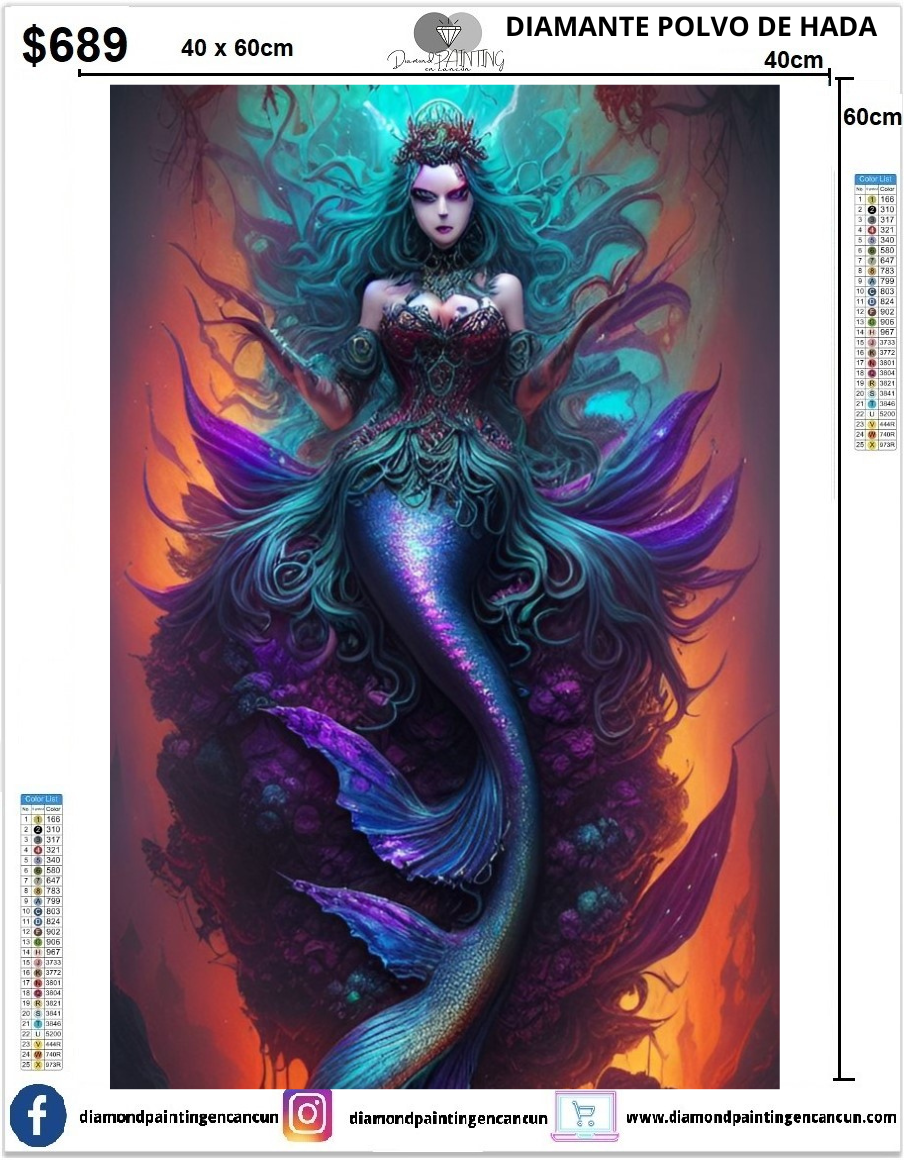 Sirena Oscuro 40 x 60cm contiene Diamantes AB