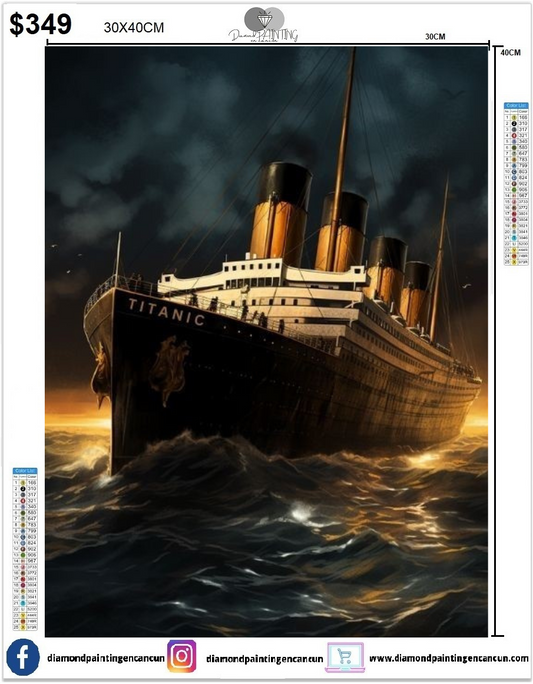 Titanic 30 x 40cm contiene DIAMANTE GELATINA BRILLANTE EN LA OSCURIDAD, AB Y POLVO DE HADA