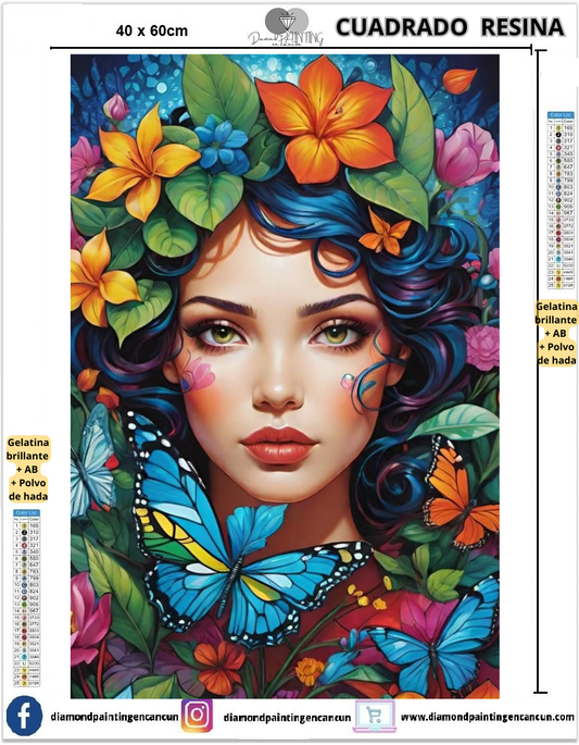 Mujer con flores 40 x 60