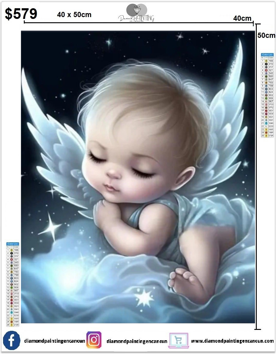 Angel 40 x 50 contiene DIAMANTES AB Y POLVO DE HADA