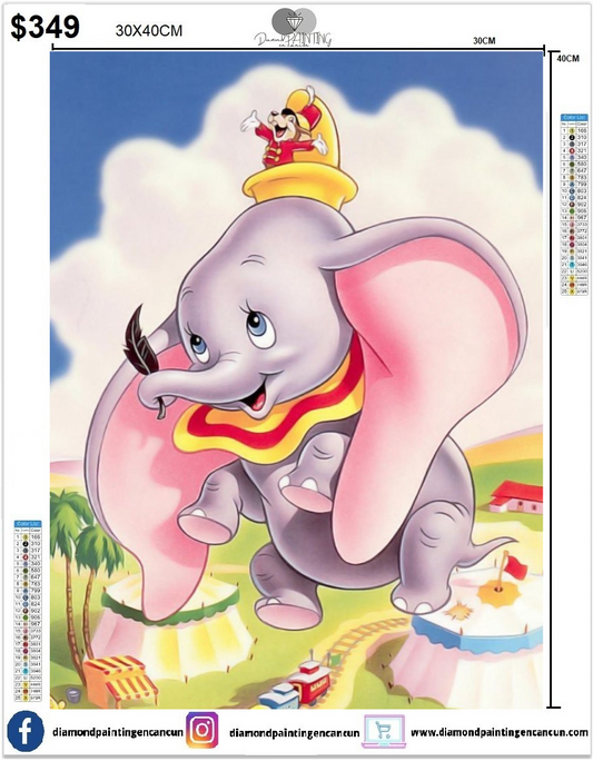 Dumbo 30 x 40cm además incluye algunos Diamantes AB