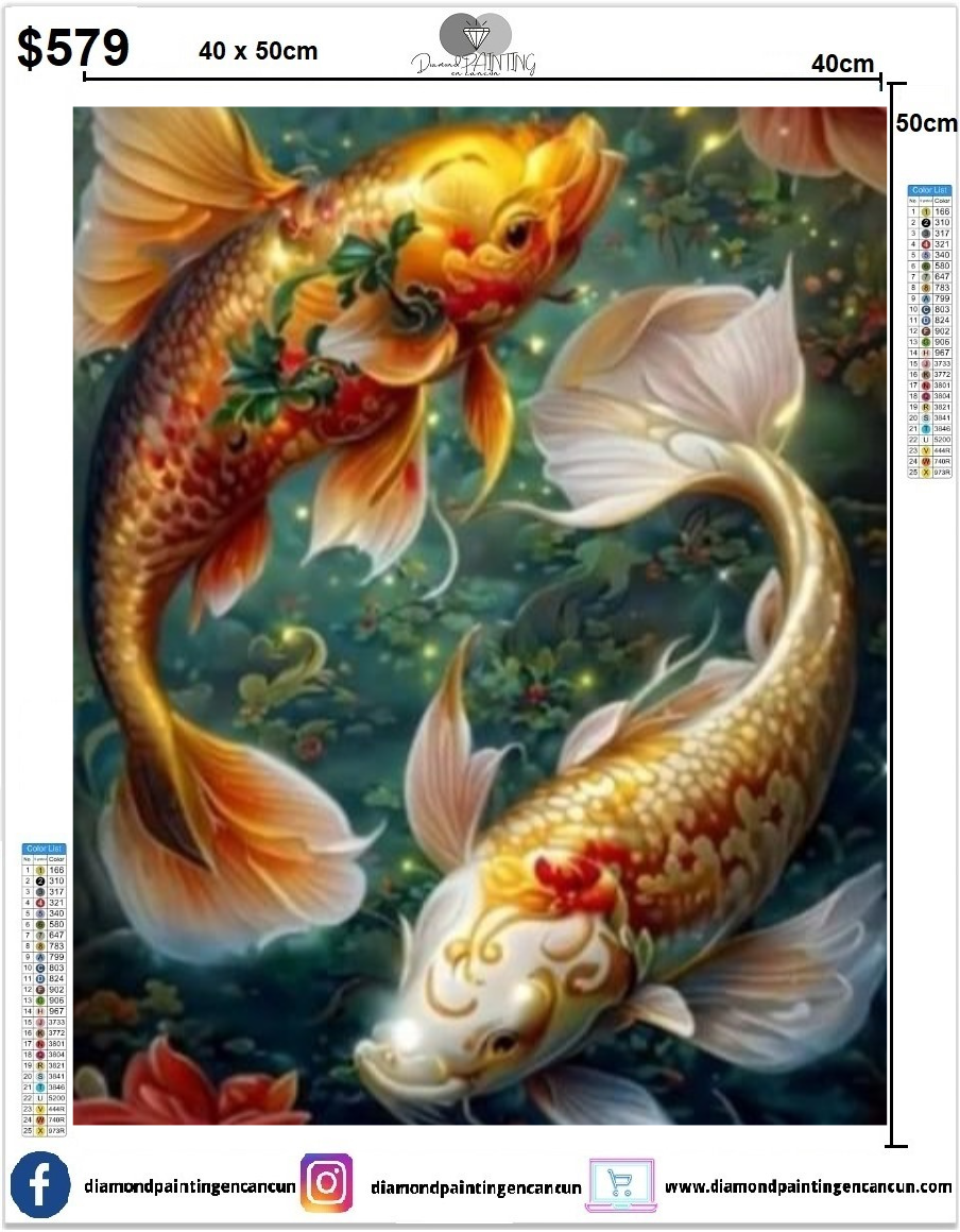 Pez Koi 40 x 50 contiene DIAMANTES AB Y POLVO DE HADA